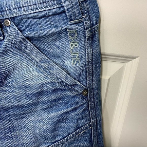 Jack Jones 1975 Distressed Jeans Men Sz 32 Blue Button Fly Slim Straight Denim - Picture 5 of 15